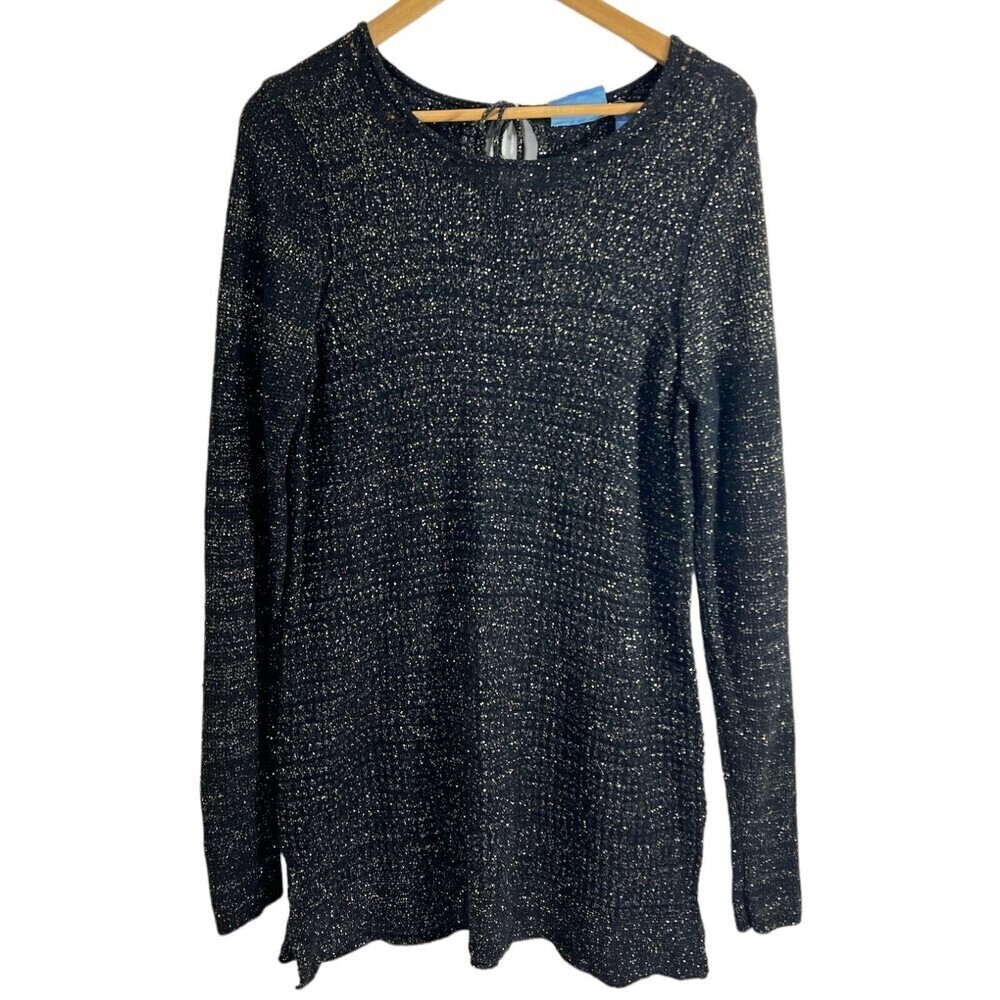 Simply Vera Wang Women’s Gold metallic Details Black Sweater Size XL
